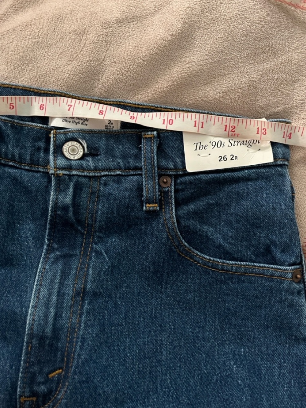 Abercrombie & Fitch Ultra High Rise 90s Straight Leg Dark Wash Jeans 26 - Picture 6 of 8